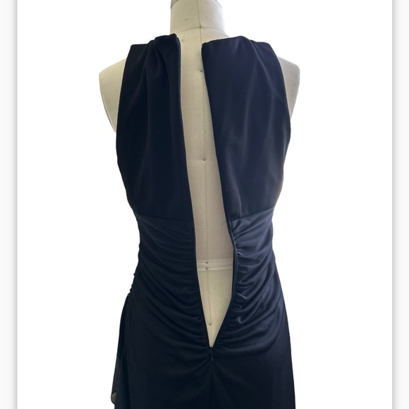 Betsy & Adam Embellished Ruffled Cocktail Black Dress - Picture 8 of 10